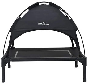 Cama Elevada para Cães com Telhado Removível Preto M Metal