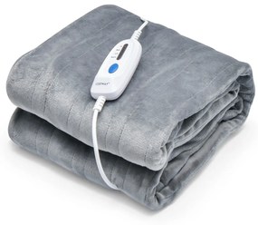 Cobertor Térmico Elétrico 130 x 180 cm Flanela com 4 Níveis de Aquecimento desliga-se automaticamente com Controle Remoto Lavável na Máquina Cinza