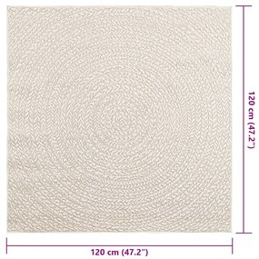 Tapete ZIZUR creme 120x120cm aspeto de juta interior e exterior