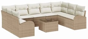 Conjunto de Sofá de Jardim de 10 Peças com Almofadas de Rattan Sintéti