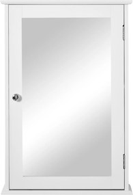 Armário de Casa de Banho com Espelho Armário com Espelho para Casa de Banho com 1 Prateleira Estilo Moderno 41x14x60 cm Branco