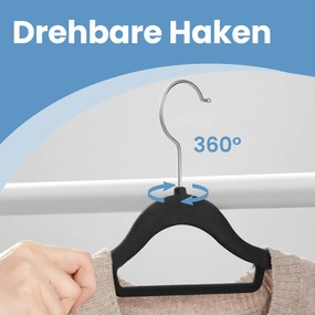 Conjunto de 50 cabides de veludo 41,5 x 21,5 cm pretos