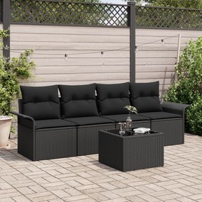 Conjunto de Sofá de Jardim vidaXL de 5 peças com Almofadas em Rattan P