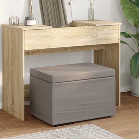 vidaXL Banqueta Cinzento-acastanhado Tecido e Madeira Engenharia