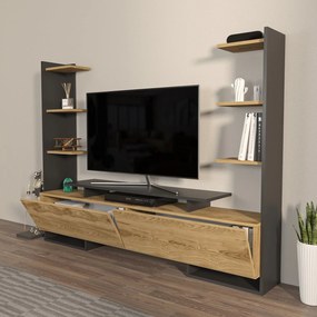 Móvel TV Ava – Carvalho/Preto – 183,6x140x31,7 cm