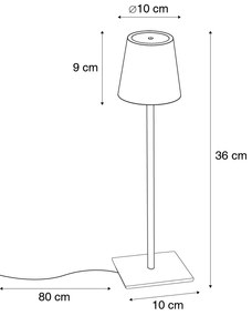 LED Candeeiro de mesa preto 3 passos regulável em Kelvin recarregável - Tazza Moderno