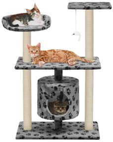 Árvore para gatos c/postes arranhadores sisal 95 cm cinzento