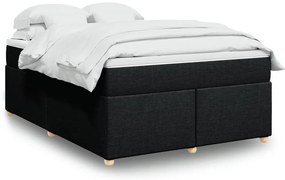 vidaXL Cama com molas/colchão 160x200 cm tecido preto