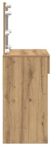 Mesa de Maquiagem com LED Carvalho Artesanal 100x40x120 cm