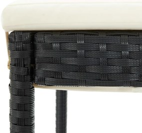 Bancos de bar com almofadões para jardim 2 pcs vime PE preto