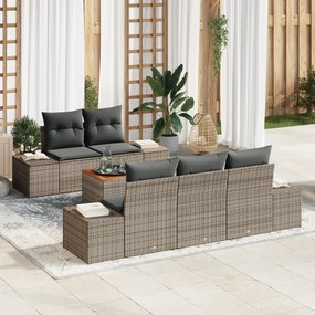 Conjunto de Sofás de Jardim de 6 Peças com Almofadas Cinza Polyrattan
