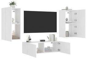 vidaXL 3 pcs móveis de parede para TV com luzes LED branco