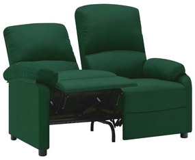 324095 vidaXL Sofá de 2 lugares reclinável em tecido verde-escuro