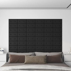 Painel de parede 12 pcs 30x15 cm couro artificial 0,54 m² preto