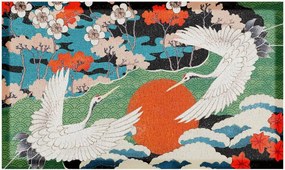 Tapete de entrada lavável Japanese Bird