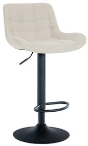 Banco de bar Tover em tecido e com estrutura preta 48 x 81-105 x 54 cm Creme