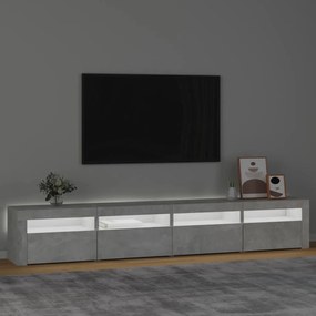 Móvel de TV com luzes LED 240x35x40 cm cinzento cimento