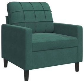 4 pcs conjunto de sofás com almofadões veludo verde-escuro