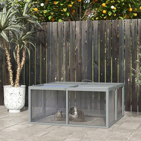 Gaiola dobrável para coelhos com pega na parte superior que se abre, para 2 a 3 coelhos ou porquinhos-da-índia, 110 x 105 x 50 cm, cinzenta