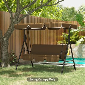 Toldo de Substituição para Baloiço de 2 Lugares com Proteção UV50+ para Jardim Varanda Pátio 192x144 cm Castanho Escuro