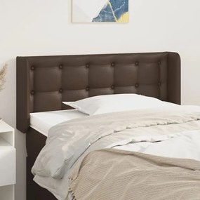 vidaXL Cabeceira cama c/ abas couro artificial 93x16x78/88 cm castanho
