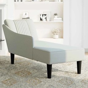 Chaise-longue com apoio de braço direito veludo cinzento claro