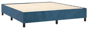 Cama box spring c/ colchão/LED 160x200 cm veludo azul-escuro