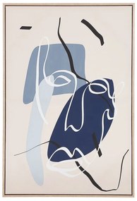 Quadro com abstração de face em azul e creme 63 x 93 cm OSTERIOLA Beliani