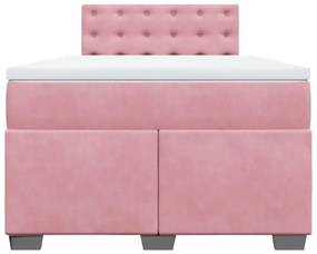 Cama boxspring com colchão 120x190 cm veludo rosa