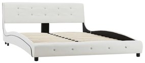 Cama com colchão 140x200cm couro artificial branco