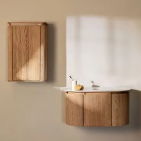 Conjunto De Móvel De Casa De Banho Suspenso 90x50 Cm Em Madeira Carsone Madeira Natural & Madeira Natural & Sem Lavatório & Sem Espelho - Sklum