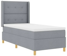 Cama Box Spring com Colchão e Luz LED Cinza Claro 80x200 cm em Tecido