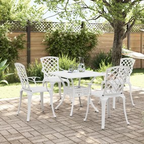 vidaXL 5 pcs conjunto de jantar para jardim alumínio fundido branco