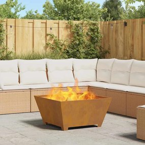 vidaXL Fire Pit Castanho 80 x 80 x 40 cm Aço resistente às intempéries