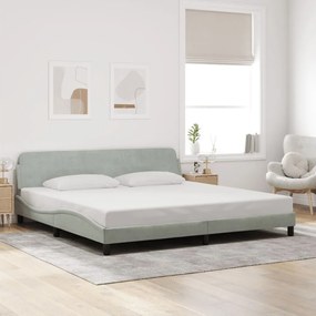 Estrutura de cama sem colchão 200x200 cm veludo cinzento-claro