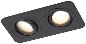 Conjunto de 6 focos embutidos redondos pretos GU10 50mm giratórios e inclináveis IP44 2-Light - Alberto Moderno