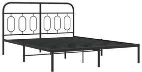 Estrutura de cama com cabeceira 135x190 cm metal preto