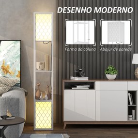 Candeeiro de Pé de Madeira com Estantes Lâmpada E27 Máx. 40W com Interruptor 26x26x156 cm Branco
