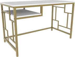 Secretária Kennesaw – Dourado e Branco – 120x60x74,8 cm