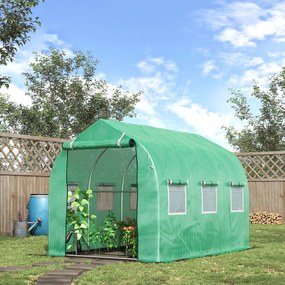 Estufa tipo Túnel 3x2x2 m Estufa de Exterior com 6 Janelas de Malha e Porta Estufa de Cultivos para Pátio Jardim Verde