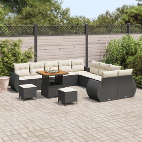 Conjunto de Sofás de Jardim vidaXL 13 Peças com Almofadas em Rattan Pr