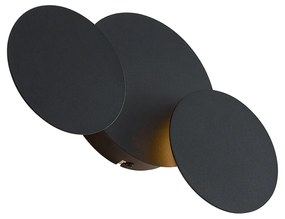 Candeeiro de parede moderno preto incl. LED regulável em 3 níveis 3 luzes - Sunrise Moderno