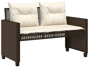 4pcs conj. sofás de jardim c/ almofadões vime PE/vidro castanho