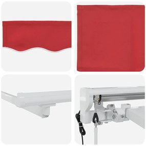 Toldo Retrátil Vermelho 400x200 cm Poliéster, Alumínio e Tecido