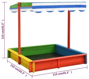 Caixa de areia c/ telhado ajustável madeira abeto UV50 multicor