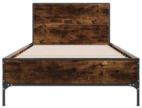 Estrutura de cama derivados de madeira e metal carvalho fumado