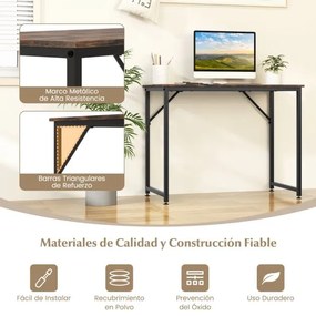 Secretária para PC com estrutura metálica robusta Almofadas ajustáveis Secretária compacta para escritório 100 x 50 x 50 x 77 cm Castanho