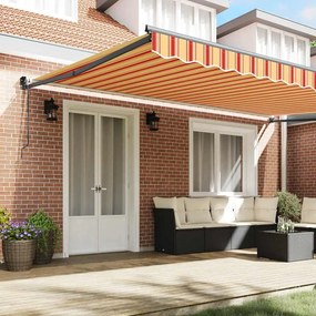 Toldo Retrátil Automático Creme e Laranja 500x300 cm