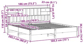 Cama com estante sem colchão 180x200 cm pinho maciço