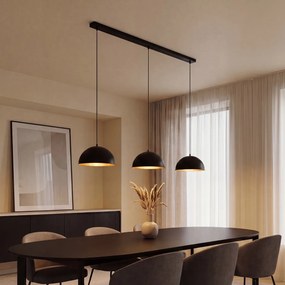 Candeeiro de suspensão industrial preto com dourado 3 luzes - Magnax